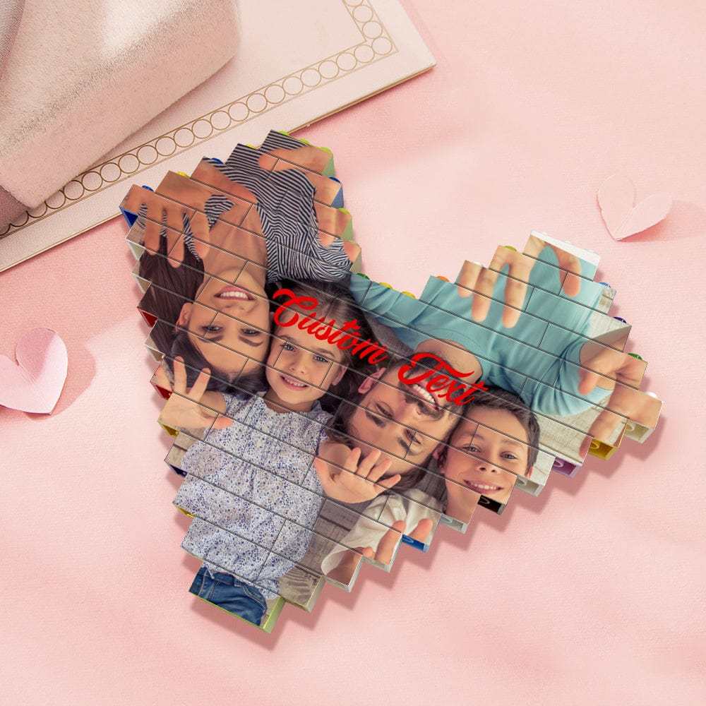 Personalised Heart Shaped Building Brick Custom Photo Block Colors Brick Puzzles Gifts - Giftlab
