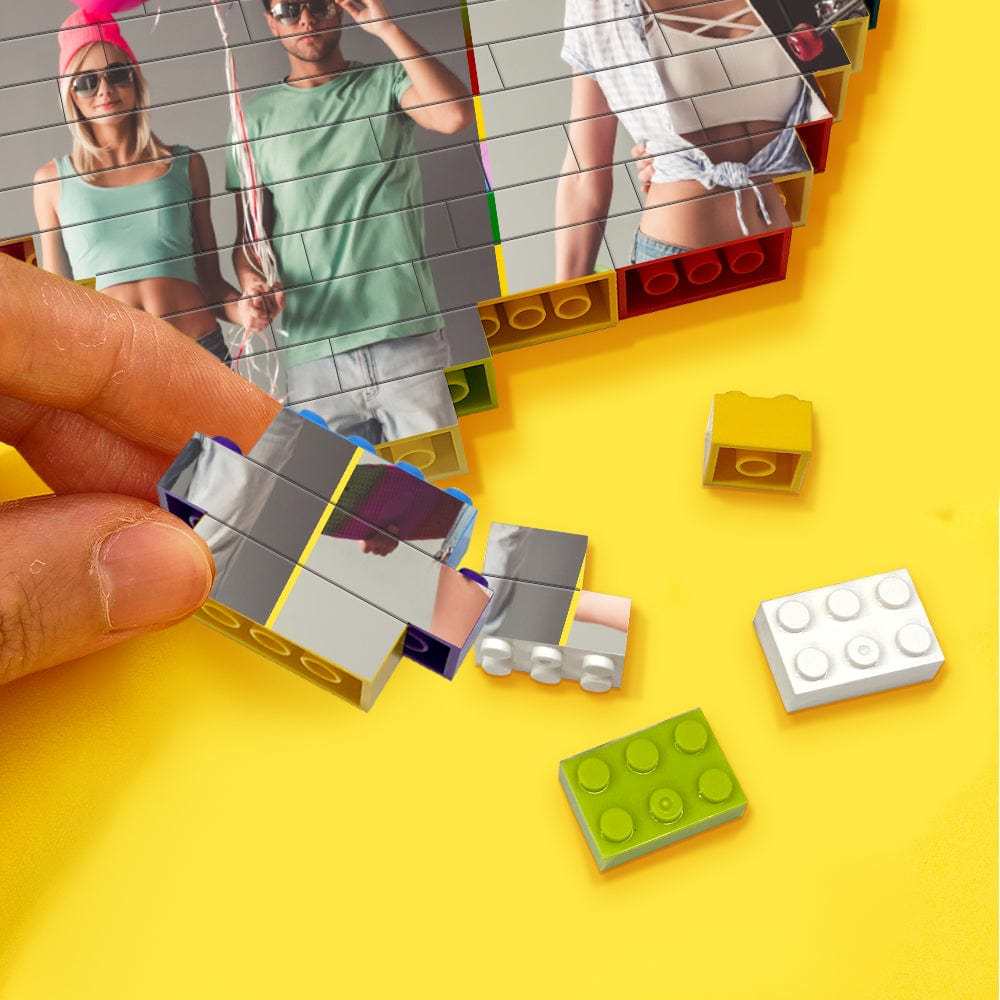 Personalised Colors Building Brick Custom Collage Photo Block Heart Shaped Brick Puzzles Gifts - Giftlab