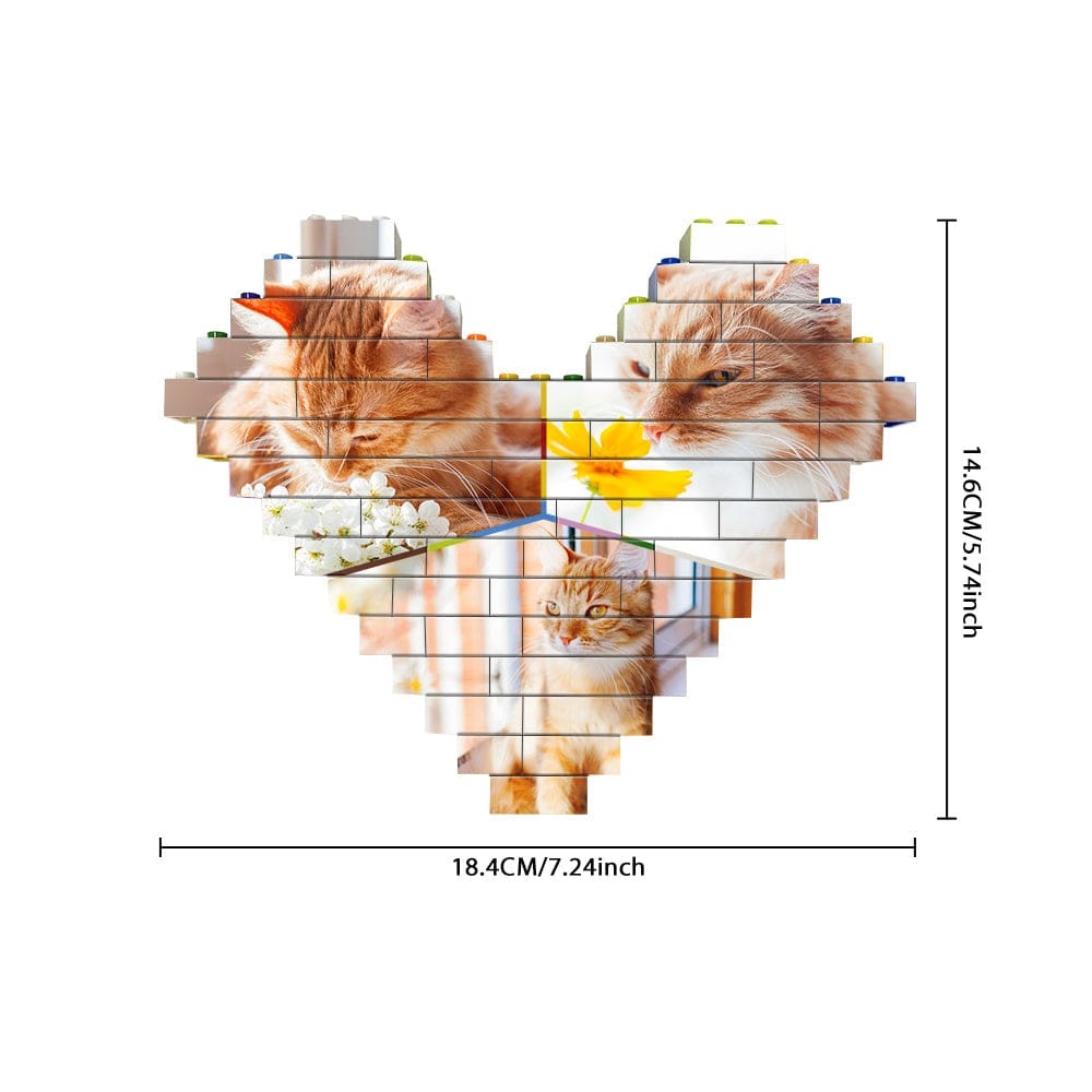 Personalised Colors Building Brick Custom Collage Photo Block Heart Shaped Brick Puzzles Gifts - Giftlab