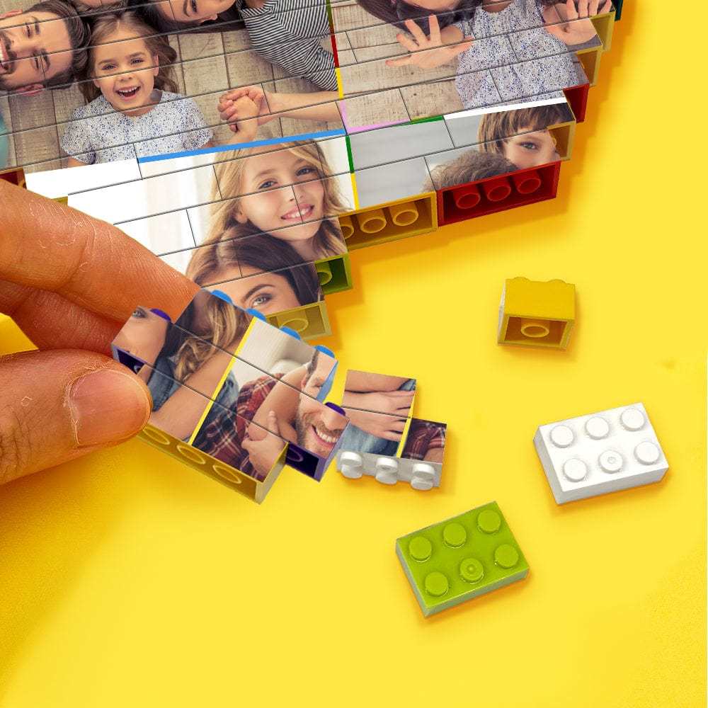 Personalised Colors Building Brick Custom Collage Photo Block Heart Shaped Brick Puzzles Gifts - Giftlab