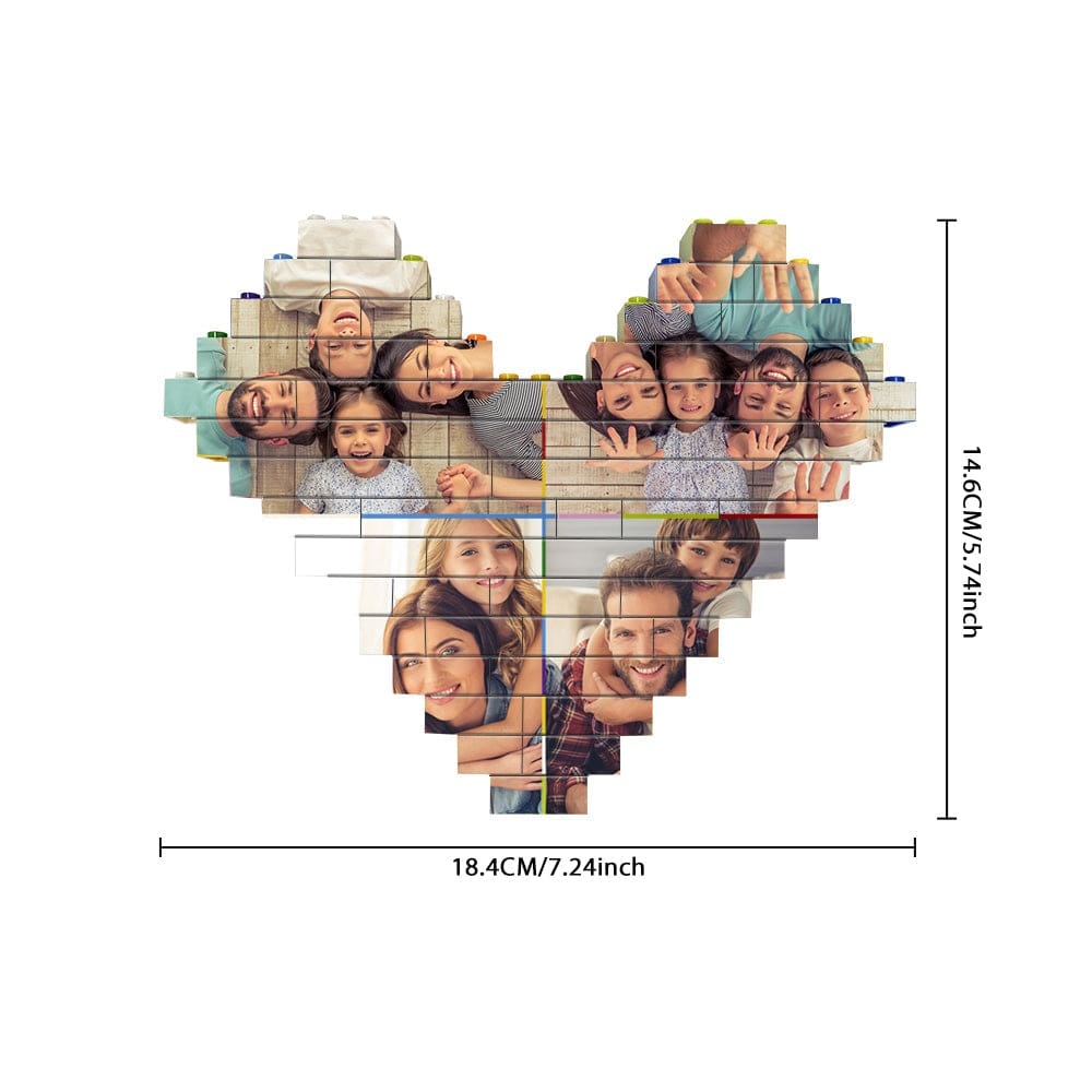 Personalised Colors Building Brick Custom Collage Photo Block Heart Shaped Brick Puzzles Gifts - Giftlab