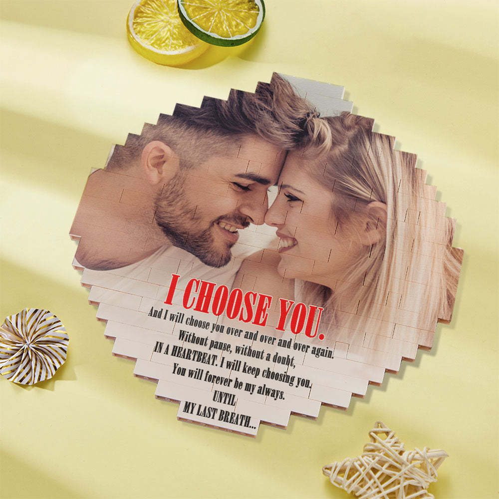 Custom Building Block Puzzle Round Photo Brick Frame I Choose You - GiftLab