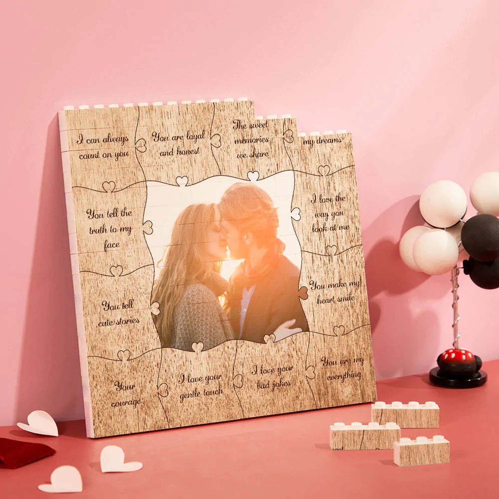 Custom Building Block Puzzle Square Photo Brick Write 12 Reasons to Love Him/Her	 - GiftLab