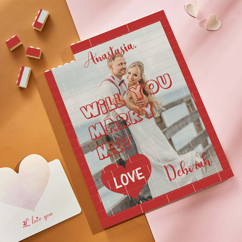 Custom Building Block Puzzle Vertical Building Photo Brick Will You Marry Me	 - GiftLab