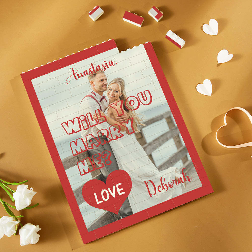 Custom Building Block Puzzle Vertical Building Photo Brick Will You Marry Me	 - GiftLab