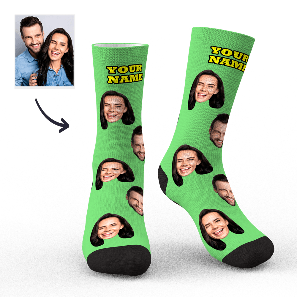 Custom Socks Face Socks Photo Socks with Your Text 3D Preview Colorful Socks Gifts