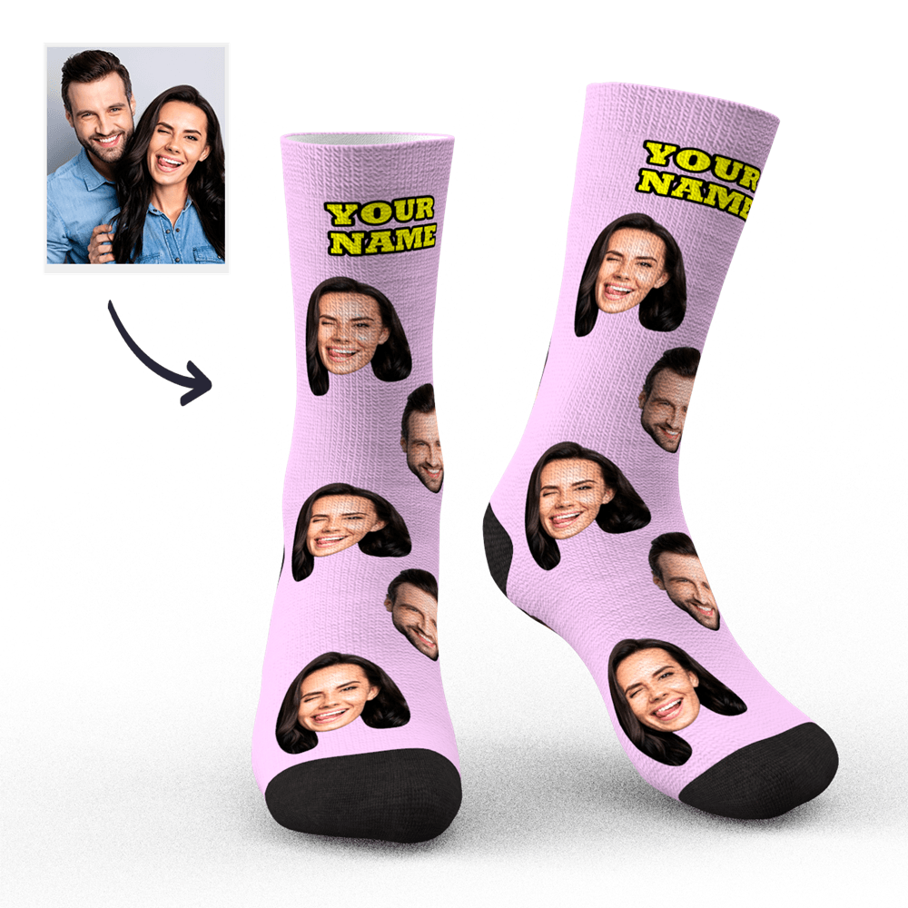 Custom Socks Face Socks Photo Socks with Your Text 3D Preview Colorful Socks Gifts