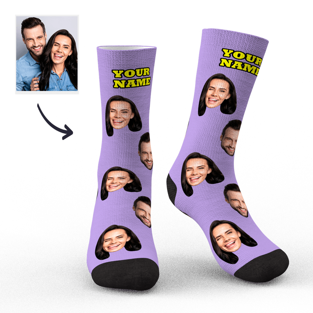 Custom Socks Face Socks Photo Socks with Your Text 3D Preview Colorful Socks Gifts