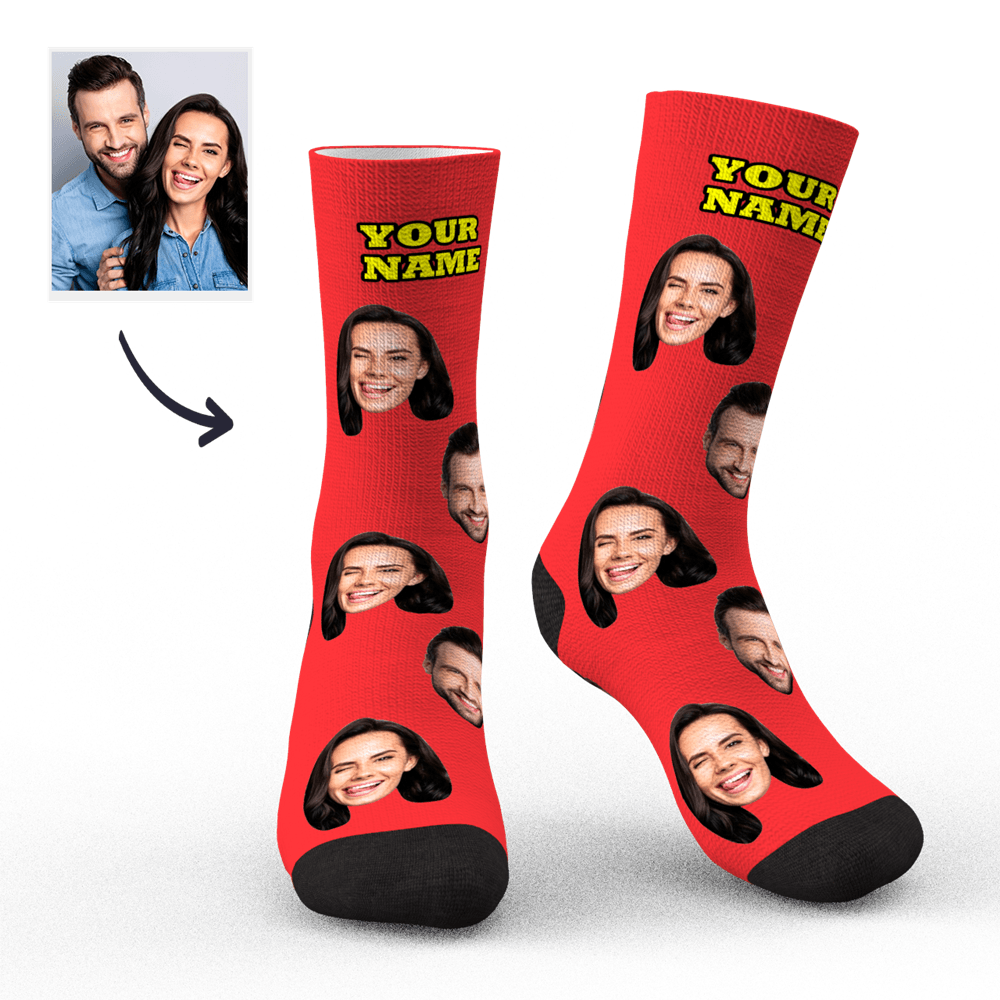 Custom Socks Face Socks Photo Socks with Your Text 3D Preview Colorful Socks Gifts