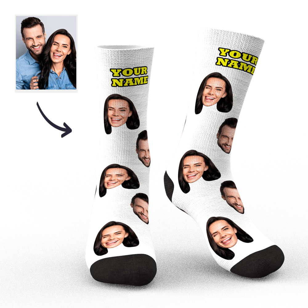 Custom Socks Face Socks Photo Socks with Your Text 3D Preview Colorful Socks Gifts