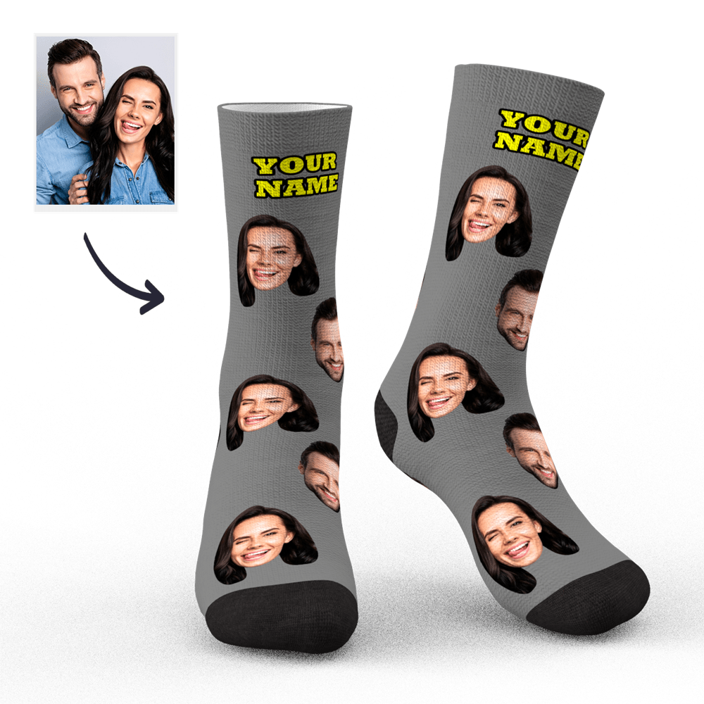 Custom Socks Face Socks Photo Socks with Your Text 3D Preview Colorful Socks Gifts