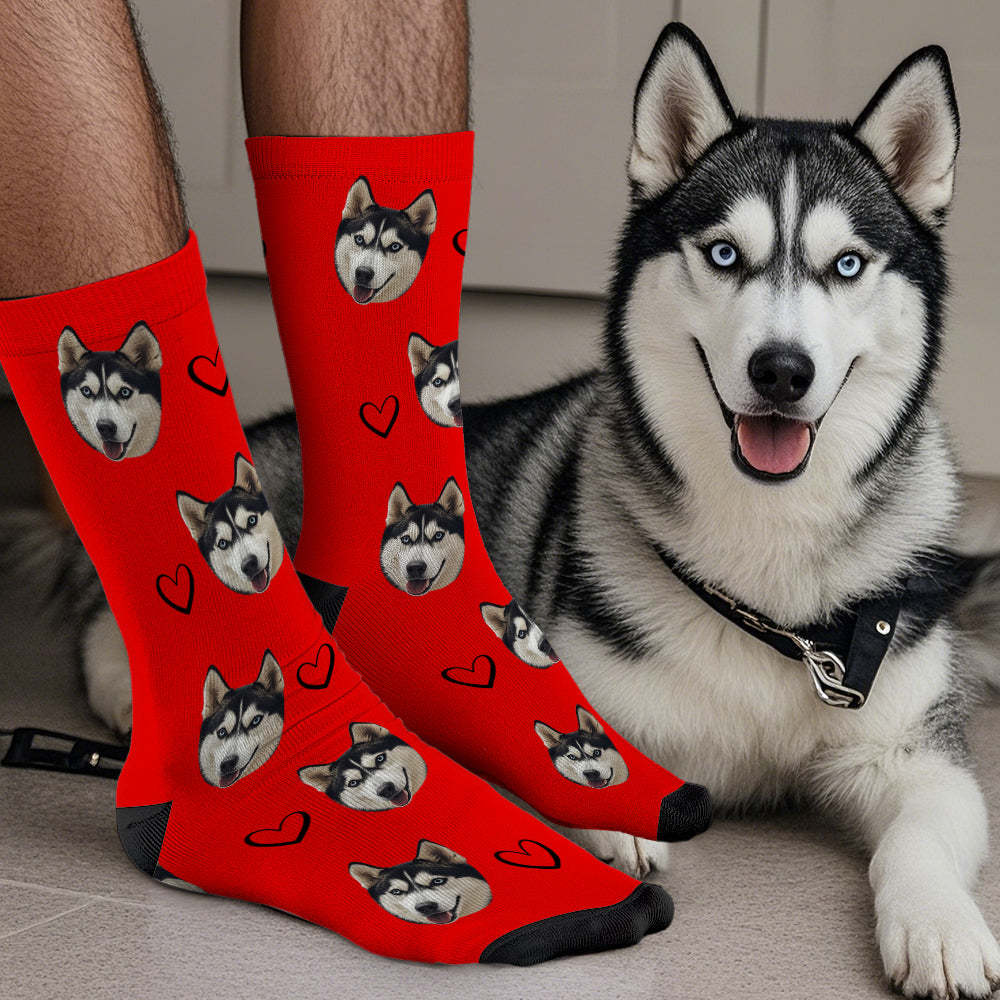 Custom Face Socks Add Pictures Cute Dog Photos Sock Gift for Pet Lover Christmas - Bestchristmasgifts