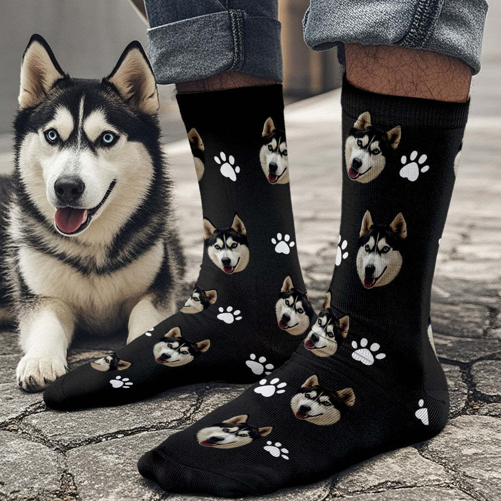Custom Face Socks Add Pictures Cute Dog Photos Sock Gift for Pet Lover Christmas - Bestchristmasgifts