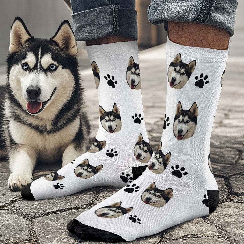Custom Face Socks Add Pictures Cute Dog Photos Sock Gift for Pet Lover Christmas - Bestchristmasgifts