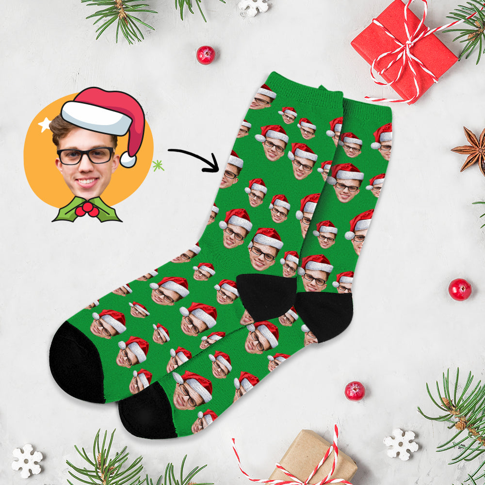 Christmas Socks Custom Full Face Photo Socks Personalized Funny Custom Design Best Gift Ideas for Xmas