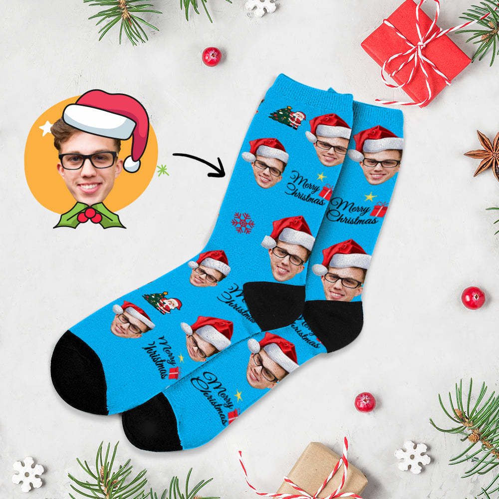 Chrismas Socks,Custom Full Face Photo Socks Personalized Funny Custom Design Best Gift Idea for Xmas Multicolor - Bestchristmasgifts