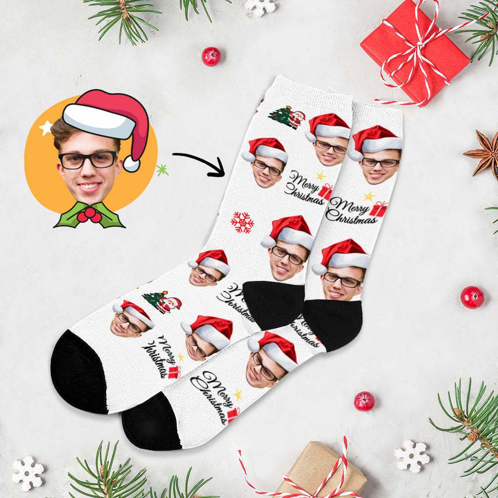 Chrismas Socks,Custom Full Face Photo Socks Personalized Funny Custom Design Best Gift Idea for Xmas Multicolor - Bestchristmasgifts