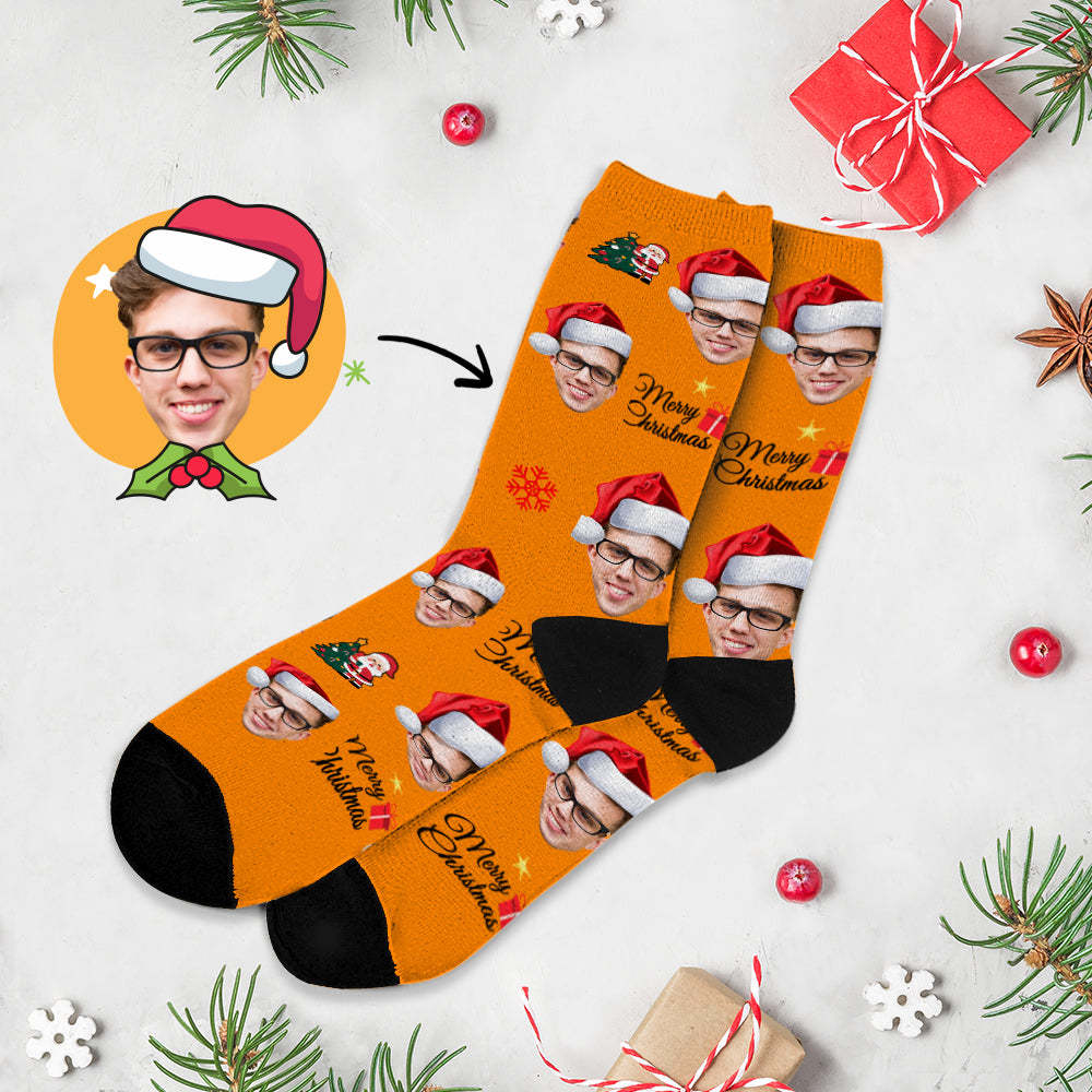 Chrismas Socks,Custom Full Face Photo Socks Personalized Funny Custom Design Best Gift Idea for Xmas Multicolor - Bestchristmasgifts
