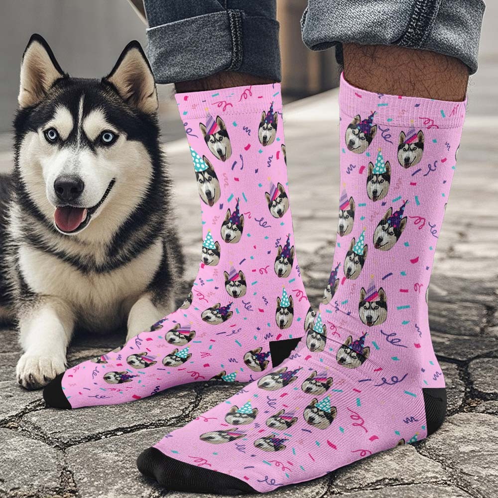 Personalized Full Face Photo Printed Socks Happy Birthday Hat Socks Personalized Custom Designs Best Gift Idea - Bestchristmasgifts