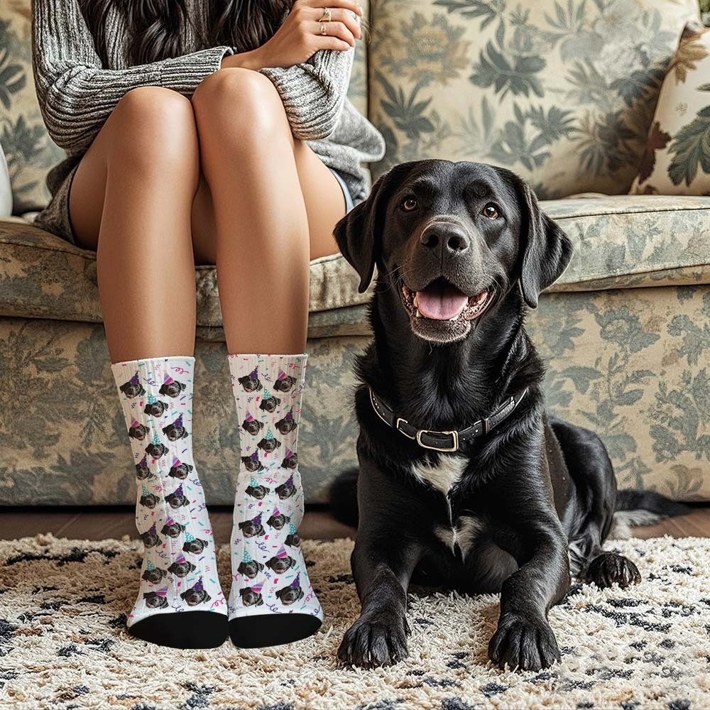 Personalized Full Face Photo Printed Socks Happy Birthday Hat Socks Personalized Custom Designs Best Gift Idea - Bestchristmasgifts