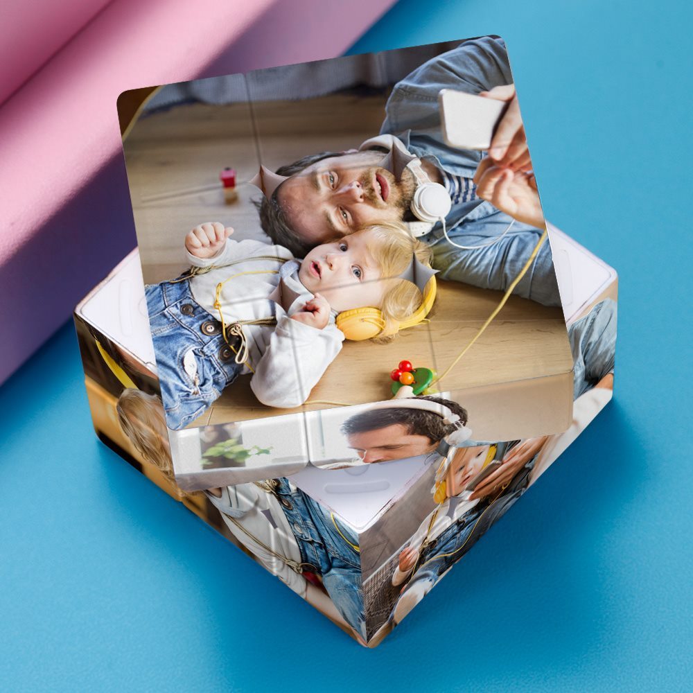 Father's Day Gifts Custom Rubic's Cube Personalized Multi Photo Rubic's Cube Gift For Dad - GiftlabUS