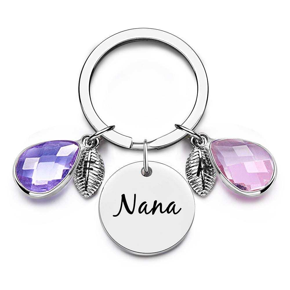 Custom Engraved Birthstone Keychain Leaf Delicate Gifts - Giftlab