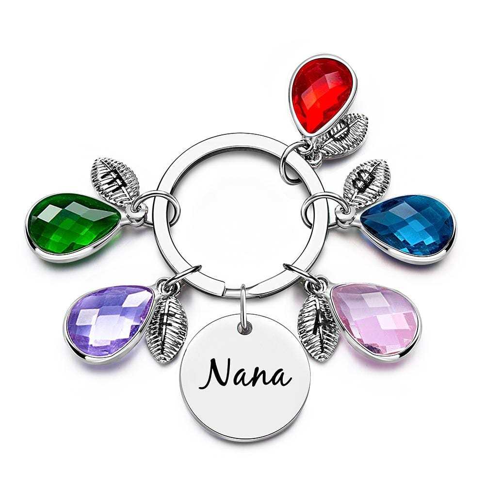 Custom Engraved Birthstone Keychain Leaf Delicate Gifts - Giftlab