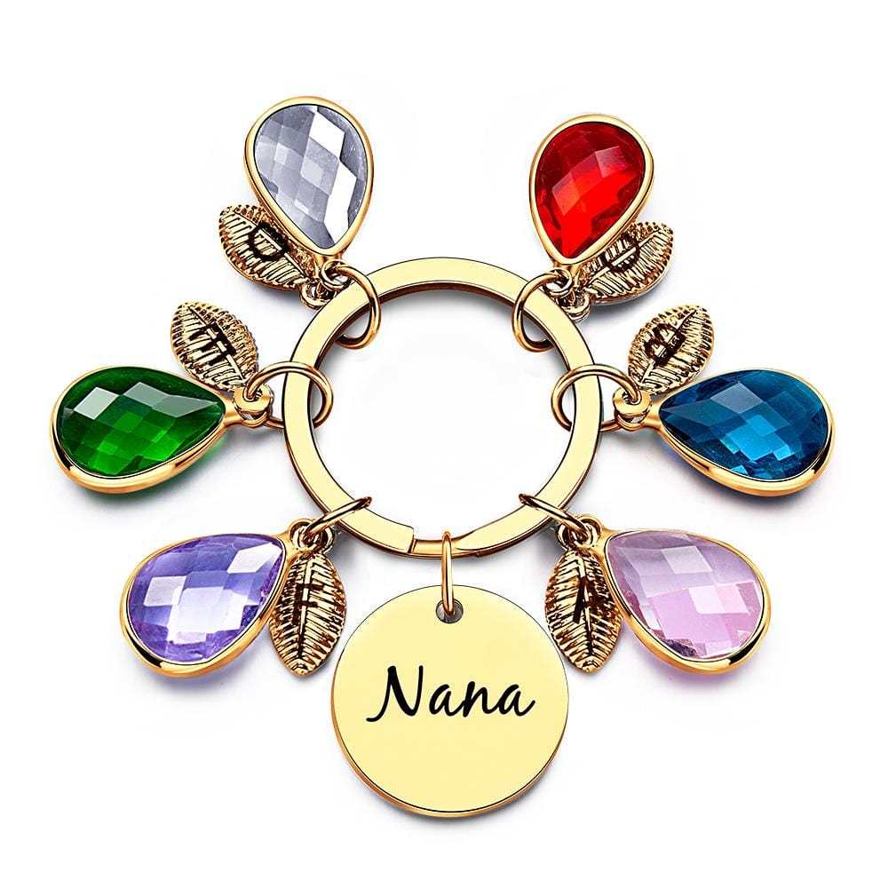 Custom Engraved Birthstone Keychain Leaf Delicate Gifts - Giftlab