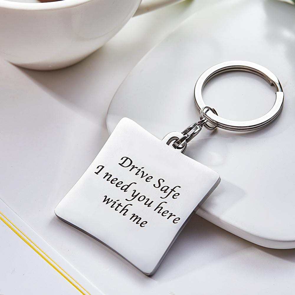 Personalized Photo Keychain Engraved Sturdy Stainless Steel Key Ring Gifts For Him - Giftlab