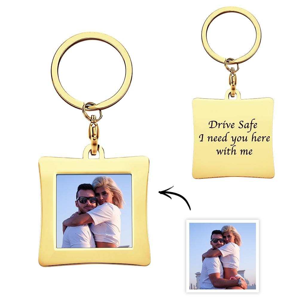 Personalized Photo Keychain Engraved Sturdy Stainless Steel Key Ring Gifts For Him - Giftlab