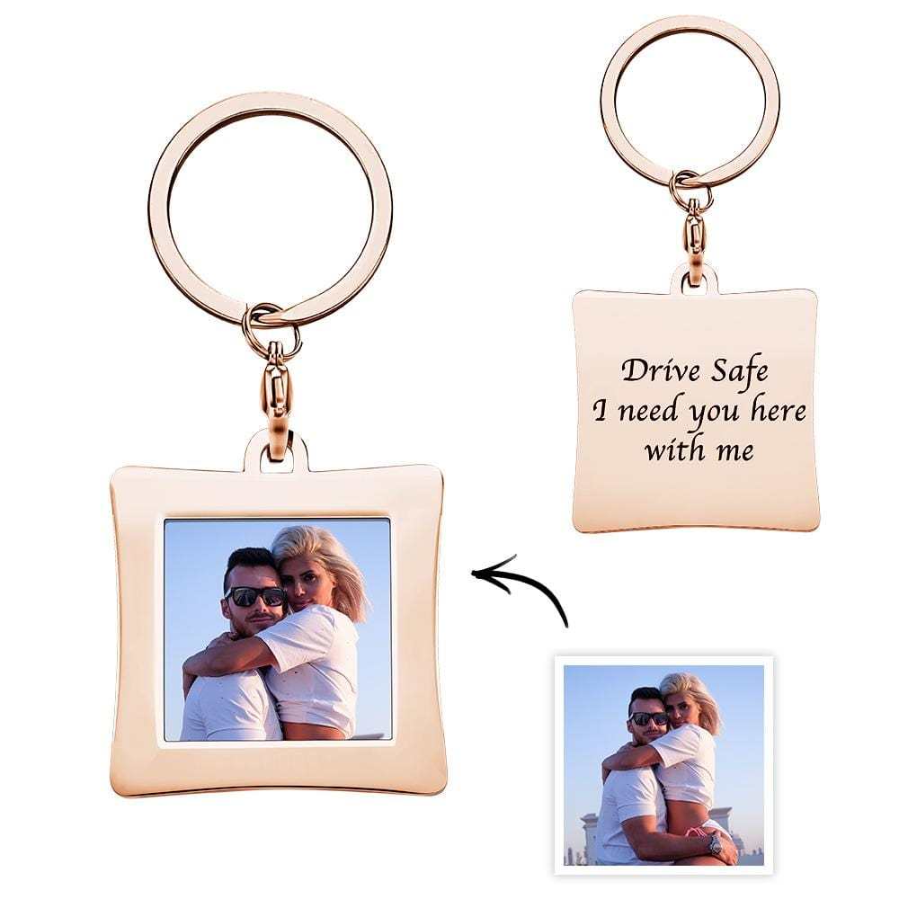 Personalized Photo Keychain Engraved Sturdy Stainless Steel Key Ring Gifts For Him - Giftlab