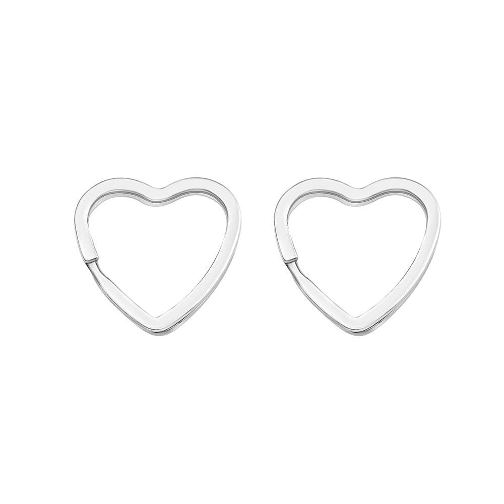 2pcs Heart-Shape Flat Key Ring Metal Split Parting Key Ring Silver - MyCustomBrickFigures