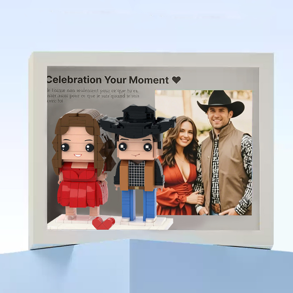 Fully Body 2 People Custom Brick Figures Photo Framed
