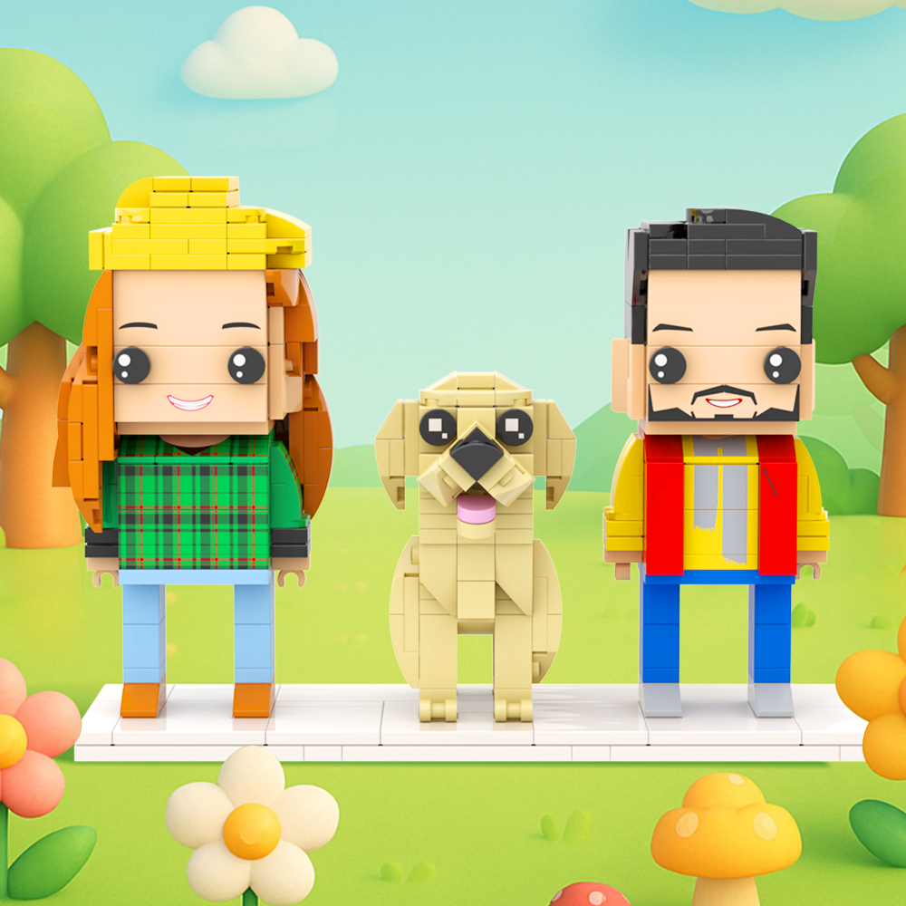 Customizable Full Body 2 People Brick Figures Persaonalized Brick Figures with  Pets Gift for Couple - MyCustomBrickFigures