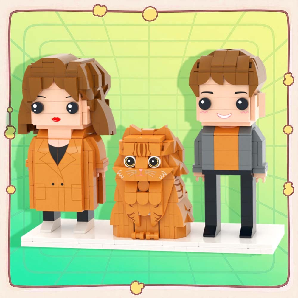 Customizable Full Body 2 People Brick Figures Persaonalized Brick Figures with  Pets Gift for Couple - MyCustomBrickFigures