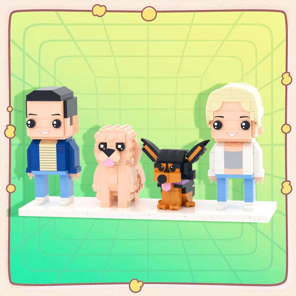 Customizable Full Body 2 People Brick Figures Persaonalized Brick Figures with  Pets Gift for Couple - MyCustomBrickFigures