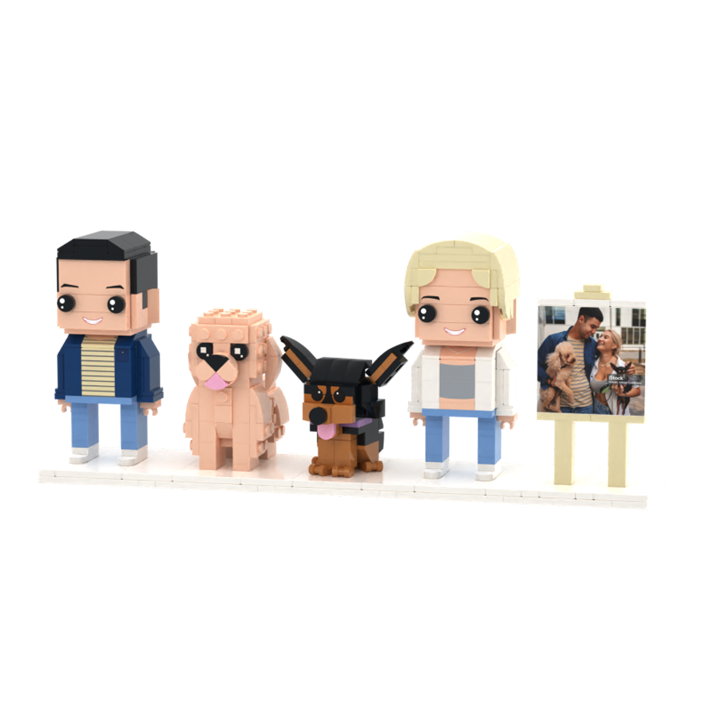 Customizable Full Body 2 People Brick Figures Persaonalized Brick Figures with  Pets Gift for Couple - MyCustomBrickFigures