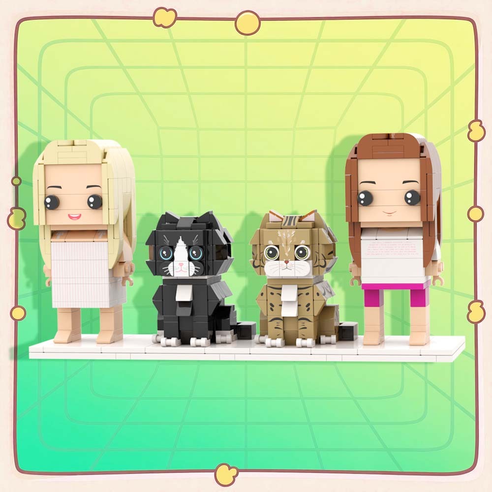 Customizable Full Body 2 People Brick Figures Persaonalized Brick Figures with  Pets Gift for Couple - MyCustomBrickFigures