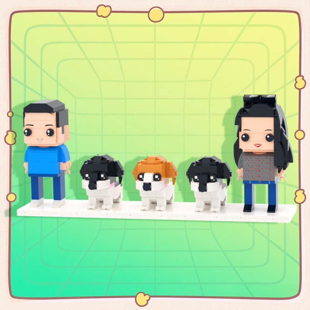 Customizable Full Body 2 People Brick Figures Persaonalized Brick Figures with  Pets Gift for Couple - MyCustomBrickFigures
