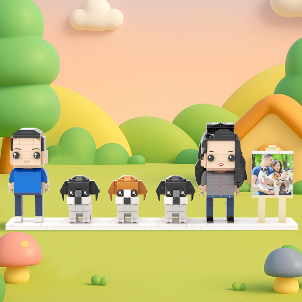 Customizable Full Body 2 People Brick Figures Persaonalized Brick Figures with  Pets Gift for Couple - MyCustomBrickFigures