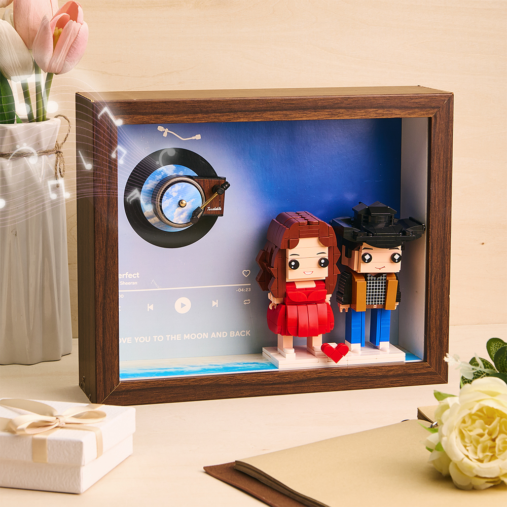 Custom Brick Figures Full Body Customizable 2 People Photo Framed Can Plays Song