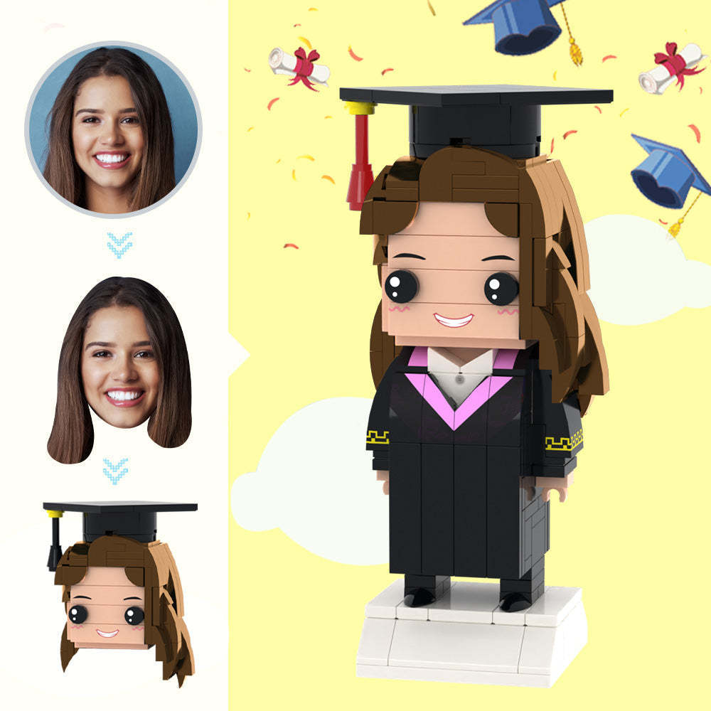 Graduation Gifts Custom Head Brick Figures Personalized Bachelor of Arts Uniform Brick Figures Small Particle Block Toy - MineBrick