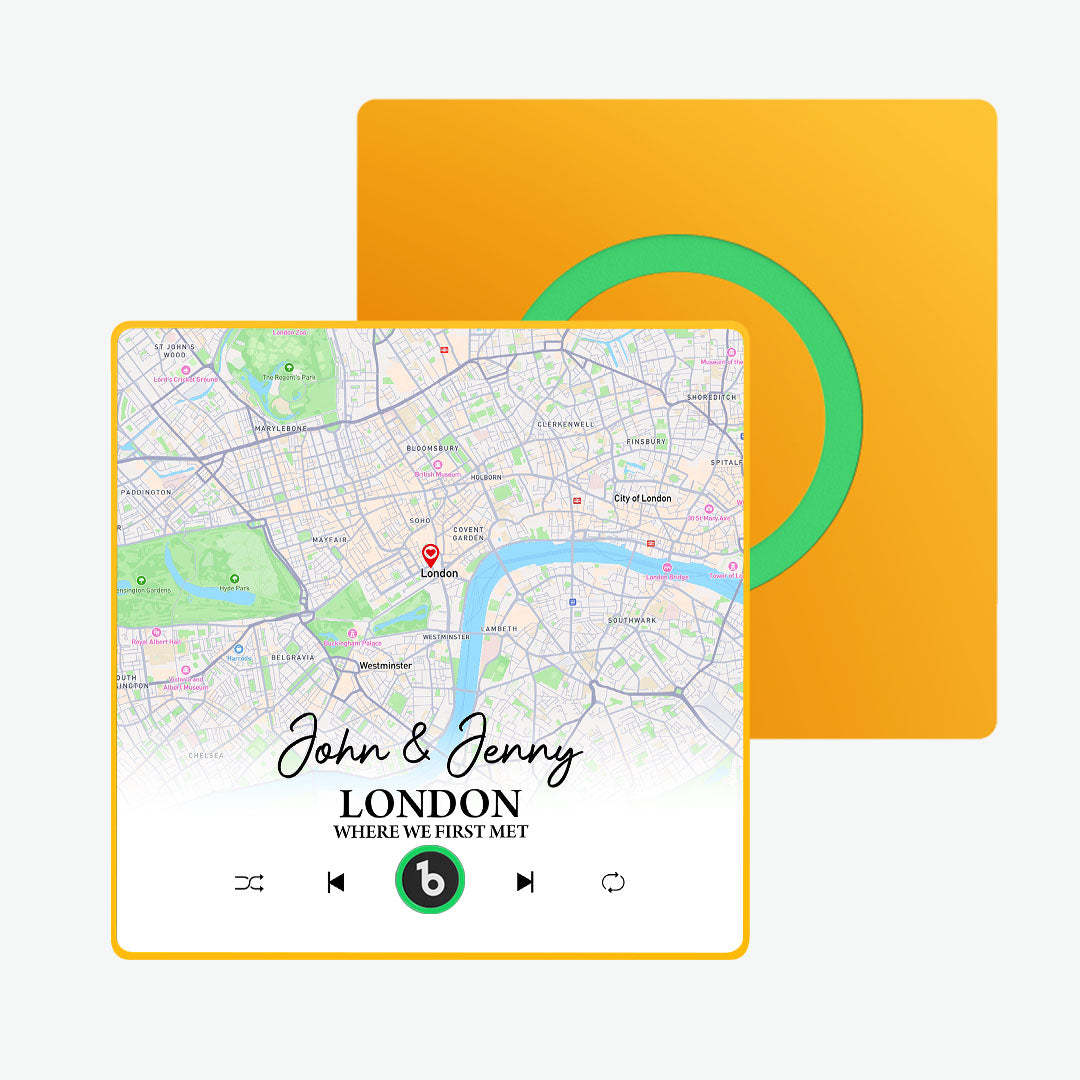 Custom Music Fridge Magnet Upgraded Fridge Magnets with Map Gifts for Her Where We First Met - Fridgebeats