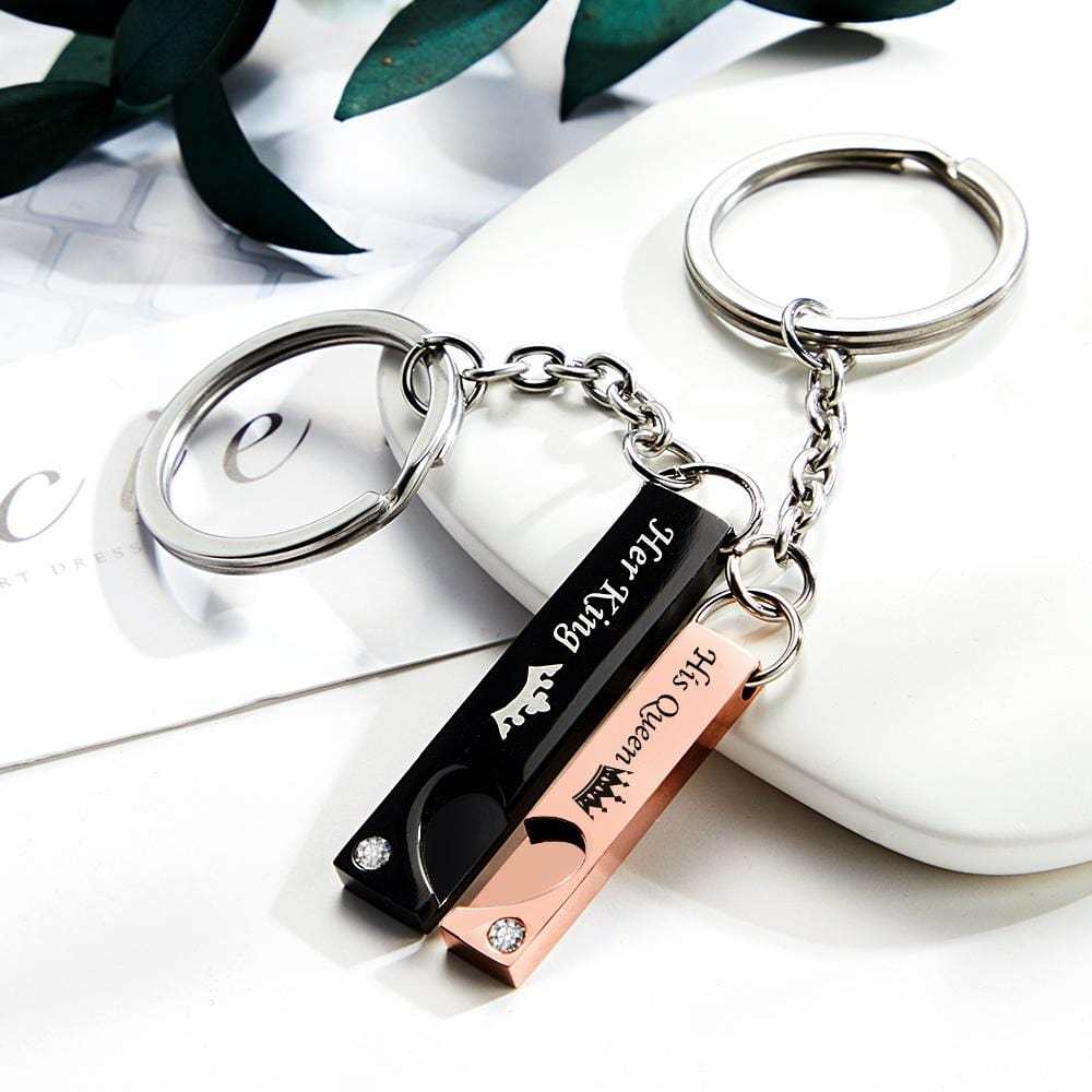 Custom Engraved Couple Keychain Creative Crown Fashion Gifts - Giftlab