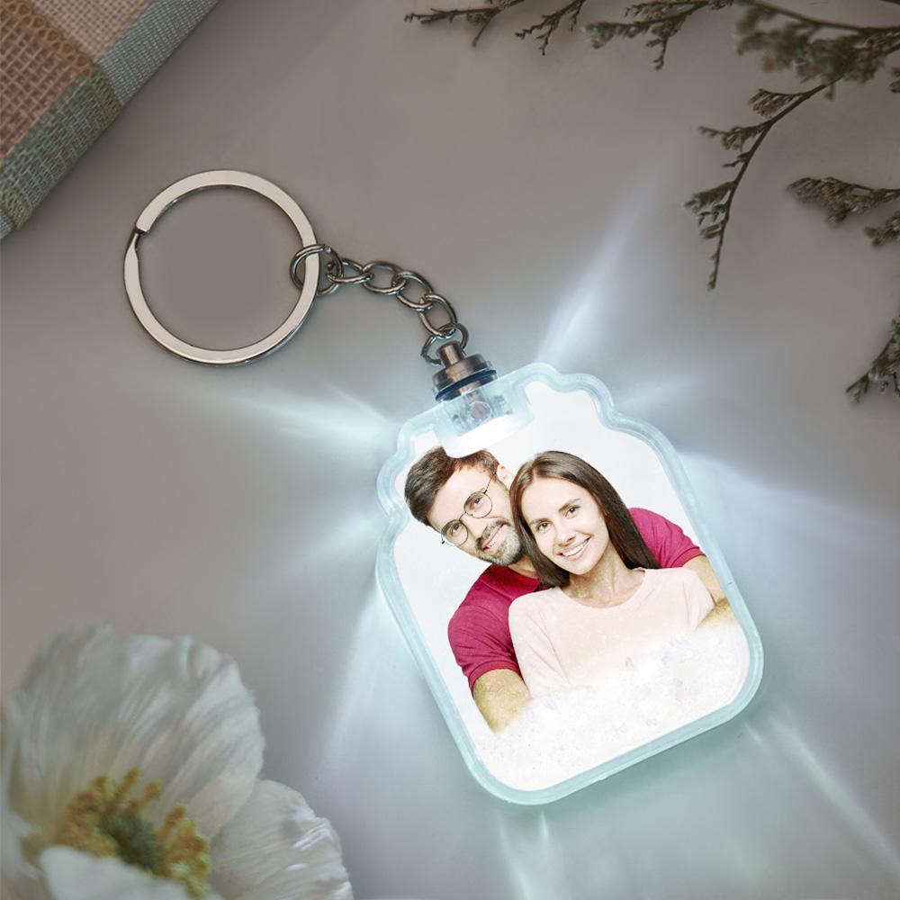 Custom Photo Quicksand Glowable Drift Bottle Shape Keychain - Giftlab