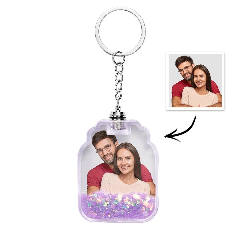 Custom Photo Quicksand Glowable Drift Bottle Shape Keychain - Giftlab