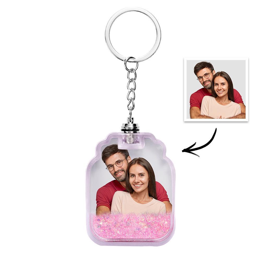 Custom Photo Quicksand Glowable Drift Bottle Shape Keychain - Giftlab