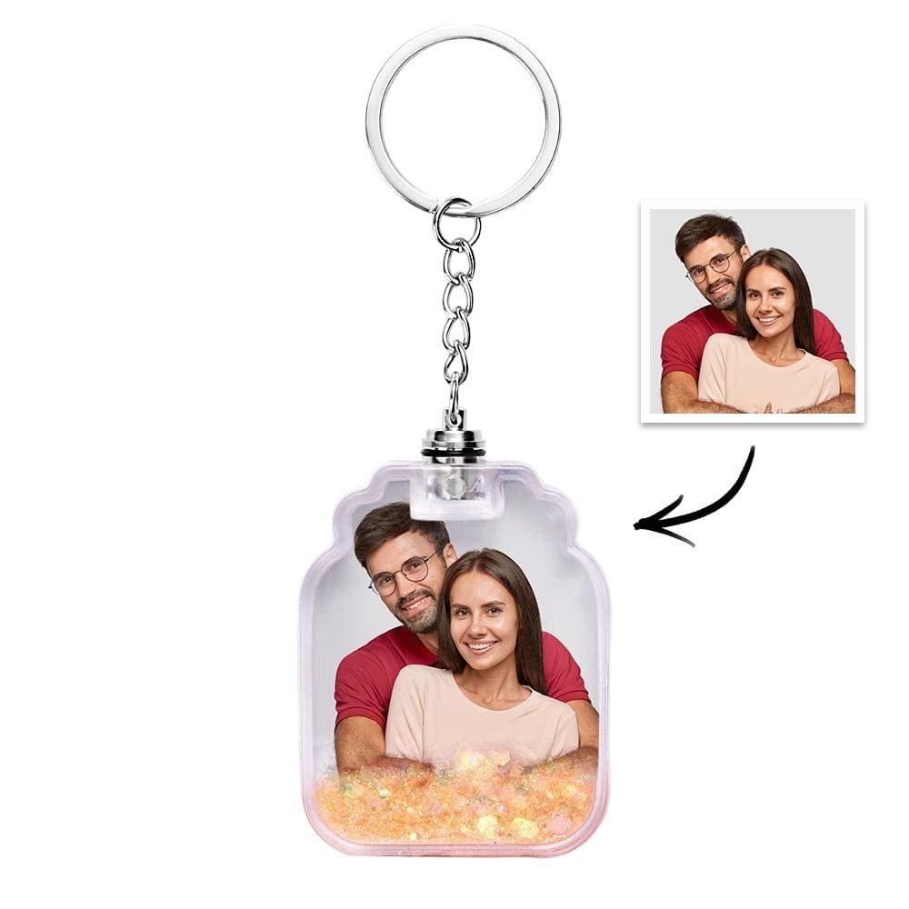 Custom Photo Quicksand Glowable Drift Bottle Shape Keychain - Giftlab
