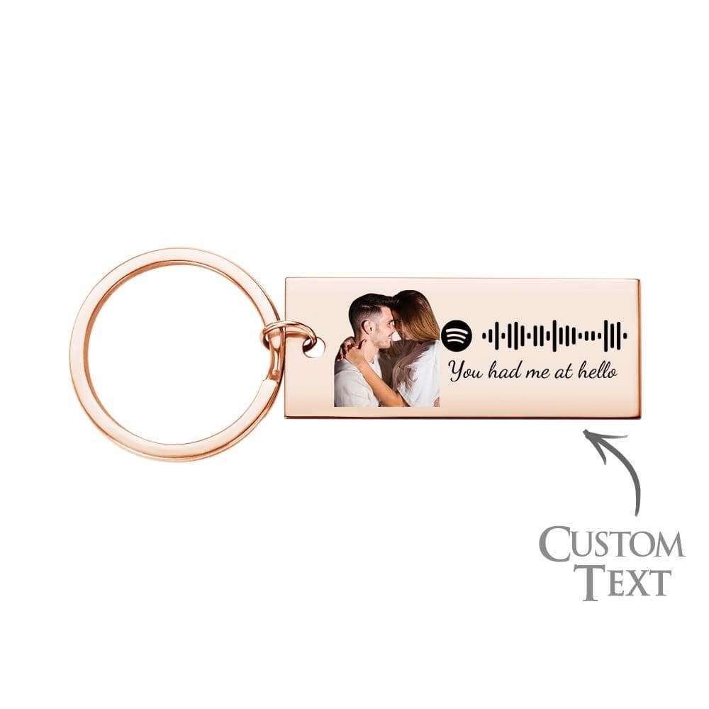 Custom Photo Engraved Spotify Music Keychain Stainless Steel Scannable Code Best Gifts For Couples - Giftlab