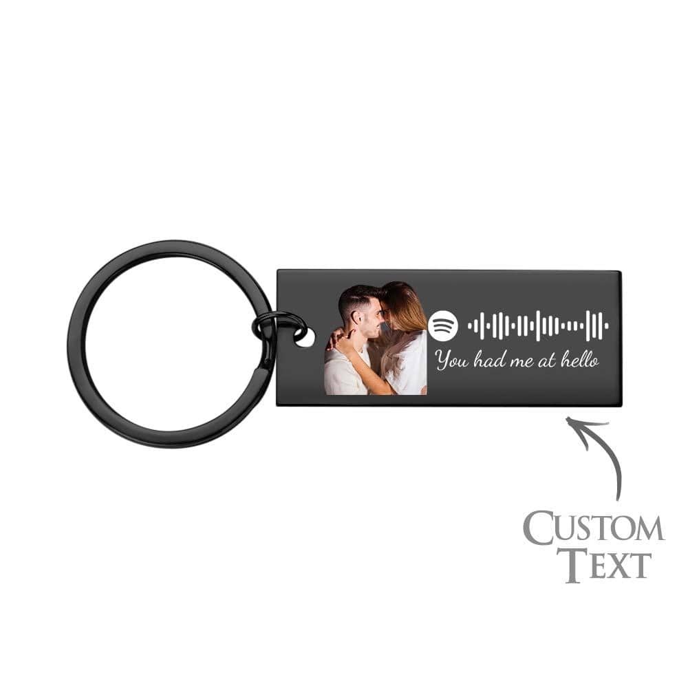 Custom Photo Engraved Spotify Music Keychain Stainless Steel Scannable Code Best Gifts For Couples - Giftlab